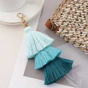 1pcs Bohemian Multicolor Handmade Layered Tassel Keychain for Car and Bag