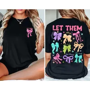 Empowering Stylish T-Shirt Featuring The "LET THEM" Motif, Bold Statement Design For Confidence & Self-Assurance, Soft Breathable Fabric, Casual Relaxed Fit Perfect For Daily Wear & Everyday Empowerment