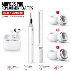 AirPods Pro Replacement Ear Tips with 3-in-1 Cleaner Kit, Silicone Earbuds Tips Compatible with AirPods Pro 1st/2nd Generation, S/M/L or XS/S/M/L Options, Noise Reduction Hole, Dust Guard Screen