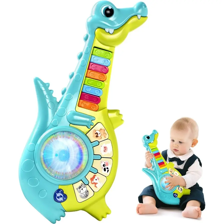 Musical Educational Piano Guitar Toy with Animal Sounds, Toddler Gifts for 1-Year-Old Boys Girls 12-18 Months, 1st Birthday Gift, First‑Birthday Gift