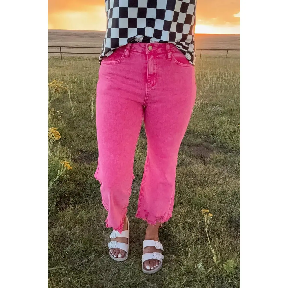 Outlaw Crop Jeans Pink