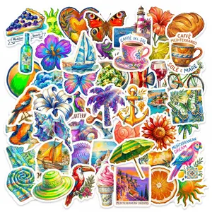 50PCS Mediterranean Summer Romantic Stickers Waterproof Vinyl Decals for Laptop Water Bottle Scrapbook Diary Car