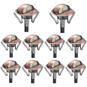 Pack of 6 Low Voltage LED Stair Deck Lights kit Φ1.38 Outdoor Garden Yard Decoration Lamp Recessed Landscape Pathway Step Warm White LED Lighting, Red Bronze