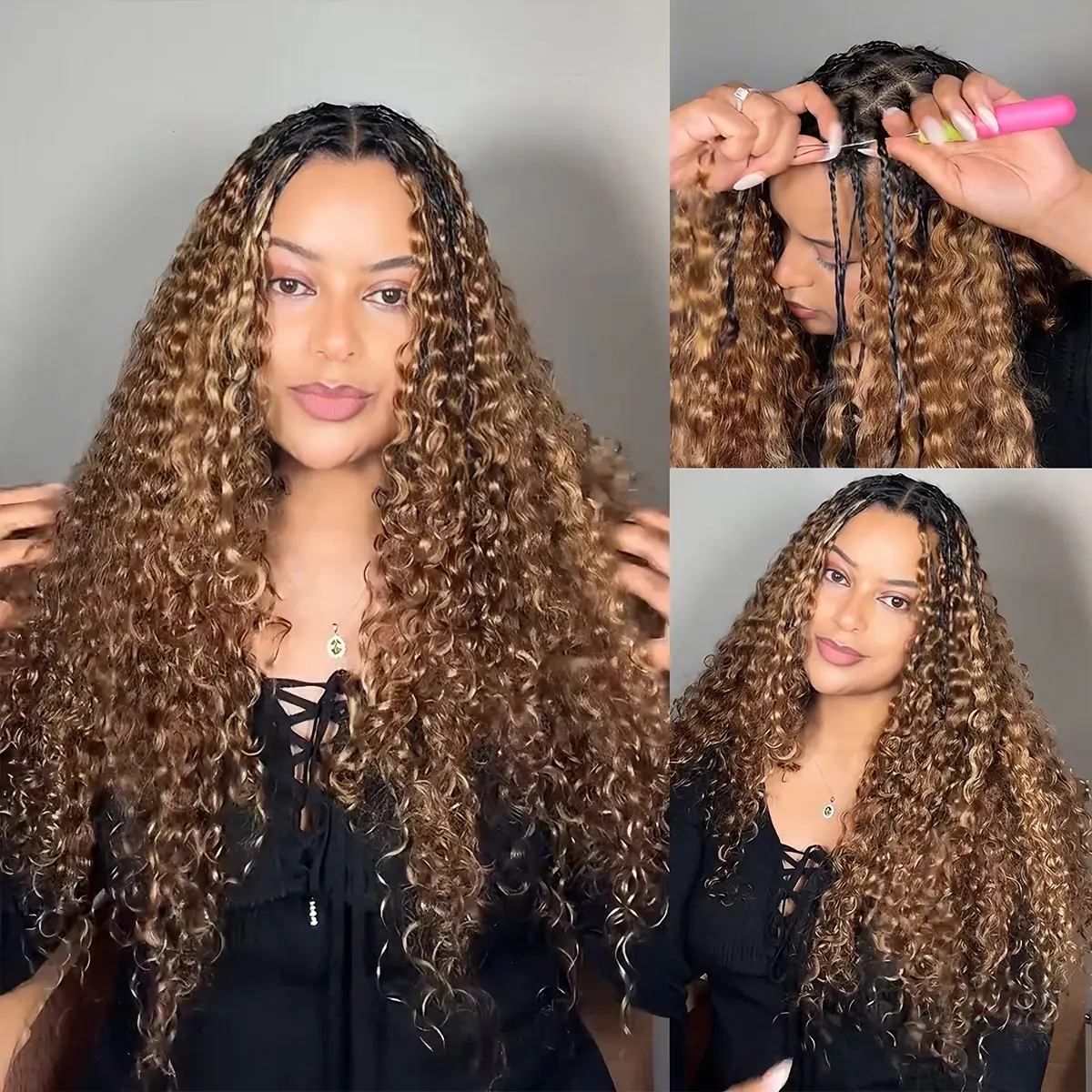 【Flash Sasle】Mscoco Highlight Burmese Curly Feather Crochet Human Hair Extensions 4/30/27 Highlight PreSeparated Reusable Human Hair Extensions Miracle Knots Boho Knotless Braids Kinky Curly Braiding Hair Budget Friendly Summer Wig #TikTokShopBackToSchool