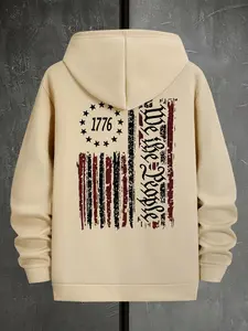 Men's Graphic Drop Shoulder Essentials 4th Of July Hoodie, Fall Outfits, Fallfreshness Regular Fit Streetwear Casual Drawstring Pocket Hooded Sweatshirt, Fall Holiday Outfits 2024, Menswear Essentials Hoodie