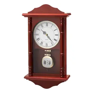 fathersdaygift VEVOR Grandfather Clock, 18 in Classic Vintage Pendulum Clock, Pine Wood MDF Wall Clocks with Quartz Movement and Quiet Design, for Living Room, Bedroom, Home Decor, and Gift (Cherry Tone Finish)