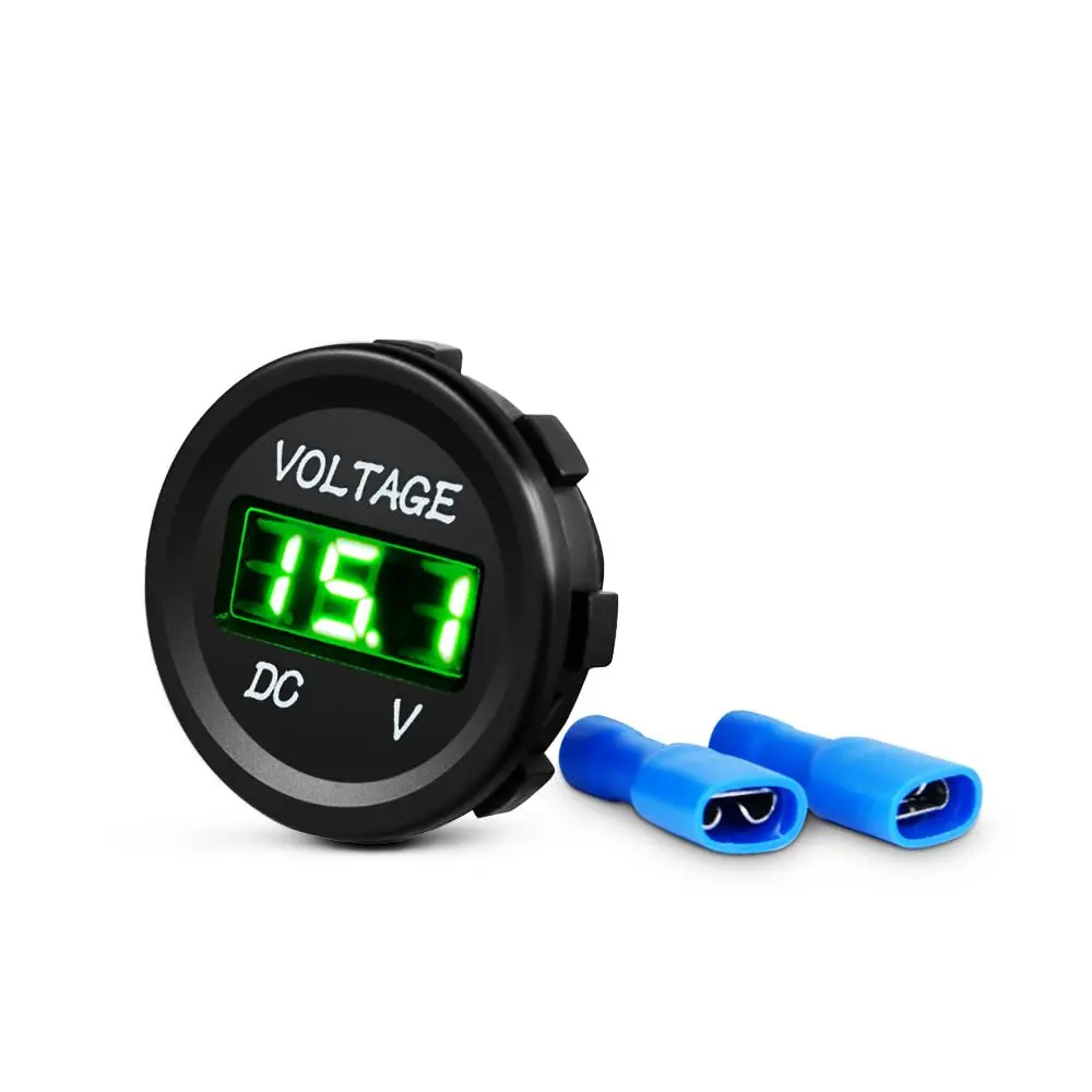 Nilight 12VDC Waterproof Round 3-Bit 1x Green LED Digital Voltmeter Panel - Car Battery Voltage Detector, ATV & Boat Automotive Accessories