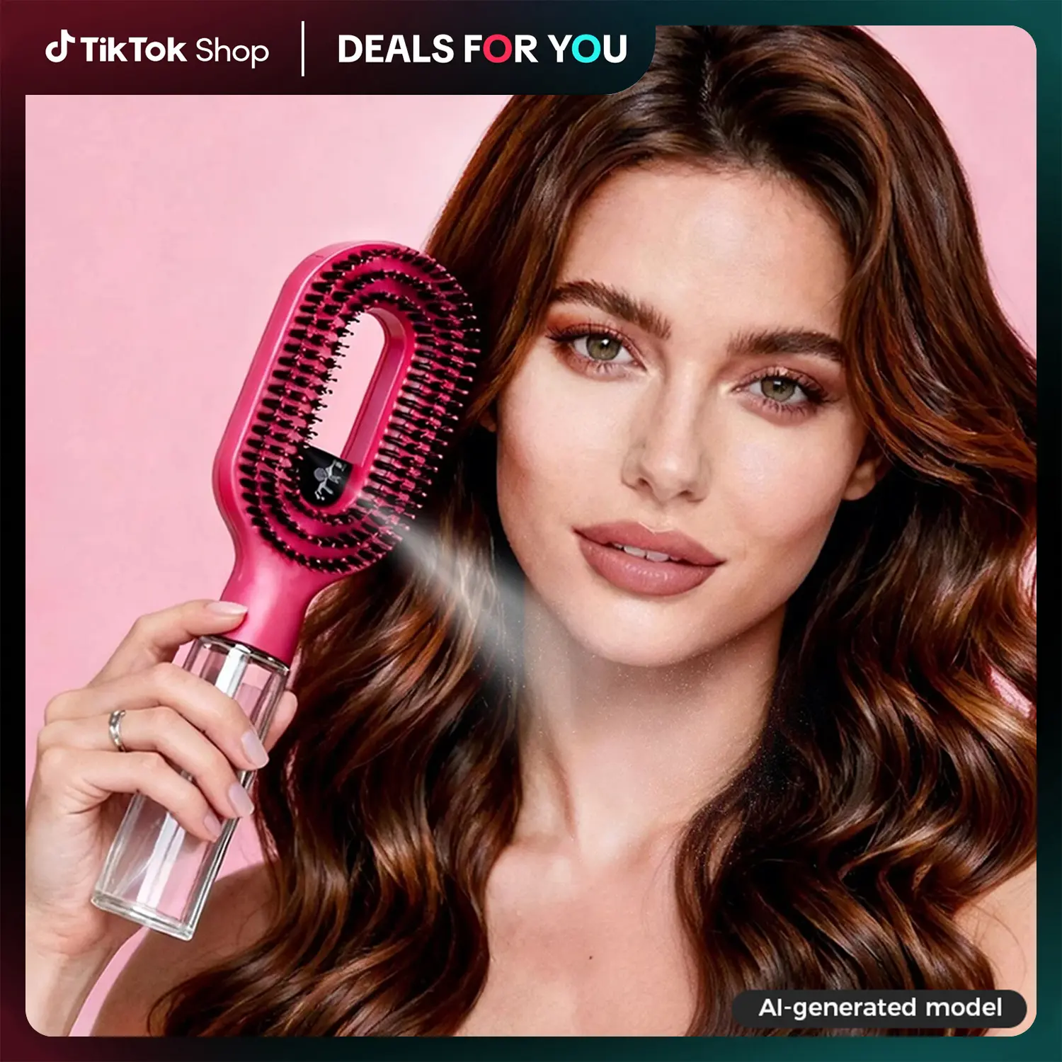 Labhairs 2-in-1 Mist Detangler Hairbrush - Hydrating Detangling Tool with Sprayer for Frizz Control, Non-Tangled Smooth Bristles for Wet and Dry Hair Styling, Hot Pink, Hydration, Abs, Waterproof, Built-In Sprayer