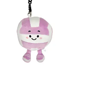 Plush Purple and White Volleyball Bag chatm or Keychain with Adorable Face Design and Soft Texture. Great Volleyball gift idea. Key Fob