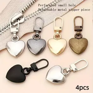 Heart-Shaped Zipper Pulls, Charming 4/10 Pack, Replacement and Repair, Ideal for Luggage, Wallets, Bags, Clothes, Shoes, Sewing Supplies