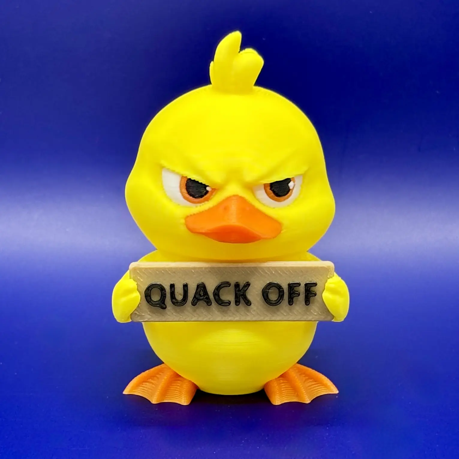 Animals with Attitude Furious Duck Figurine with Sarcastic Sign, 3D Printed Desk Decor, Funny Office Gift