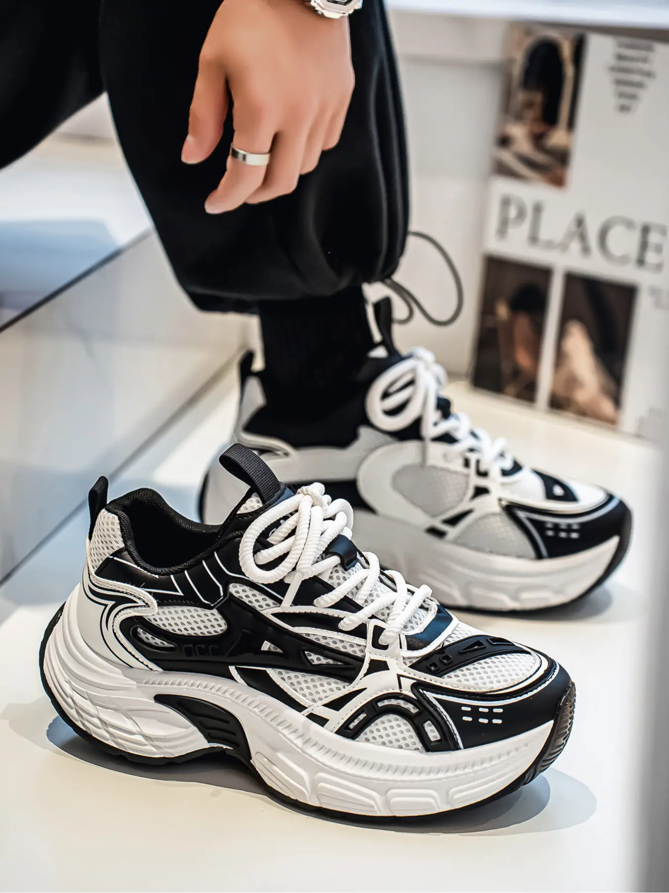 Men's Retro Chunky Athletic Sneakers, Stylish Sneakers, Lightweight Breathable Mesh Dad Shoes, Height Increasing Thick Sole Casual Walking Shoes for Men, Casual Sneaker Trainer, Athletic Fashion Sneakers