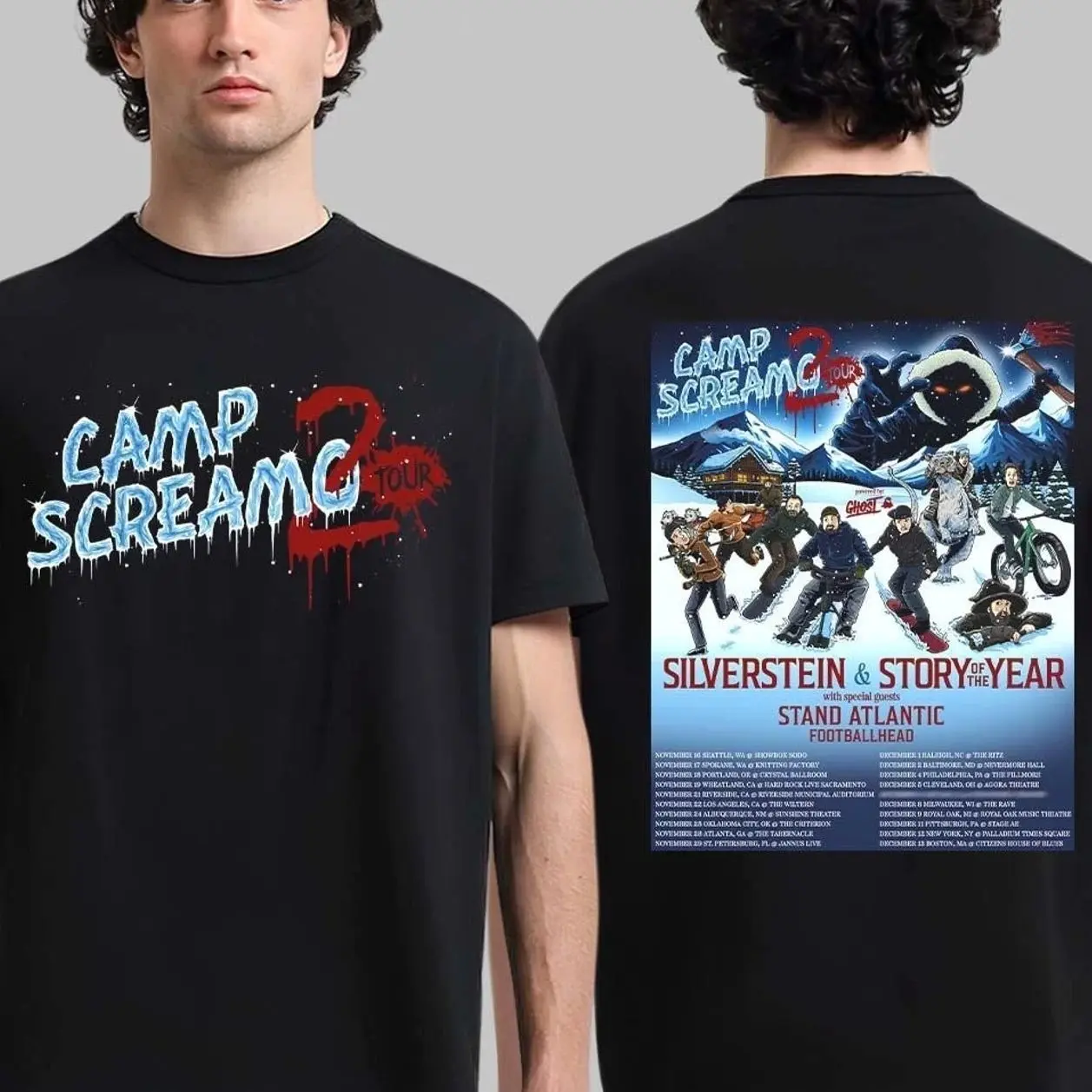Silverstein Camp Screamo 2 Tour 2026 Schedule Dates Two Sided Shirt JBH