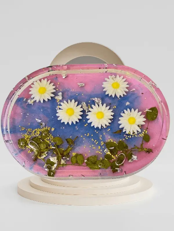 Handmade Daisy Dreams Flower Coaster Resin Art