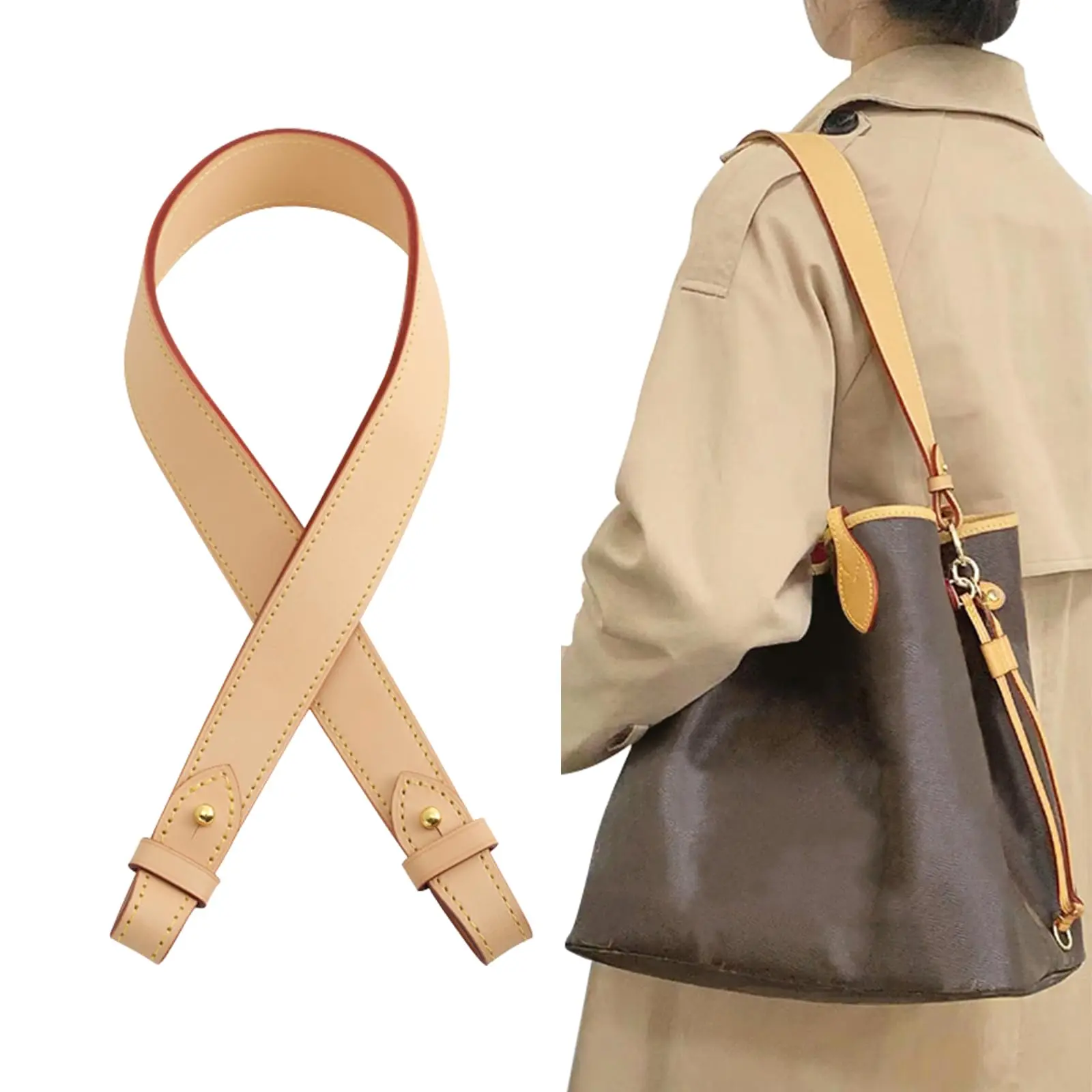 Replacement Purse Strap in Natural Vachetta Leather - 65cm Elegant Handle for Totes, Wear-Resistant, Develops a Rich Patina, A Perfect Natural Leather Gift, Purse Accessory, Replacement Straps, Shoulder Strap