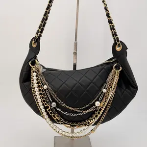 Pre-owned CHANEL leather Crossbody Bags All About Chains Hobo Quilted Leather
