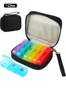 Weekly Pill Organizer 3X a Day, Travel Pill Box 7 Day for Purse, Portable Daily Pill Organizer, Pill Dispenser Medicine Organizer for Vitamins, Fish Oils, Medications, Supplements, Healthcare