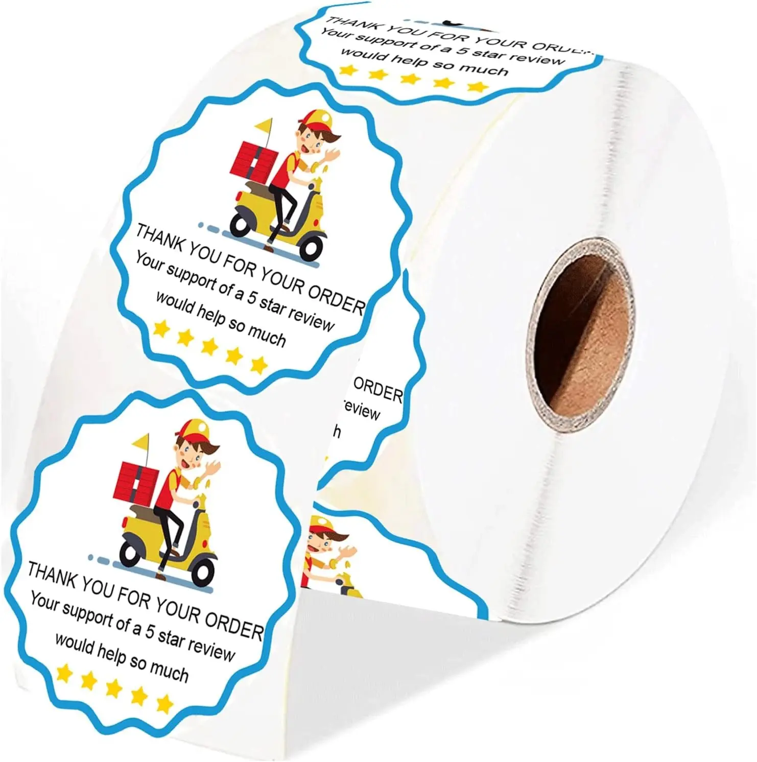 500 Pcs 5 Star Review Delivery Labels Thank You for Your Order Stickers