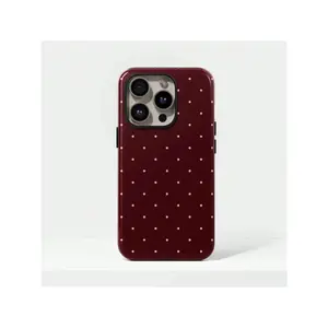 Mocha Cherry Polka  Case Compatible With  17, 16, 15, 14, 13, 12, 11, Pro Max, Suitable For  17 Air