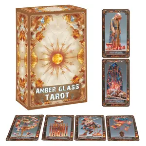 Amber Glass Tarot Cards Set, 78 Pieces, 13x8 Cm, Light Language Design, Beginner Friendly, Includes Paper Instructions
