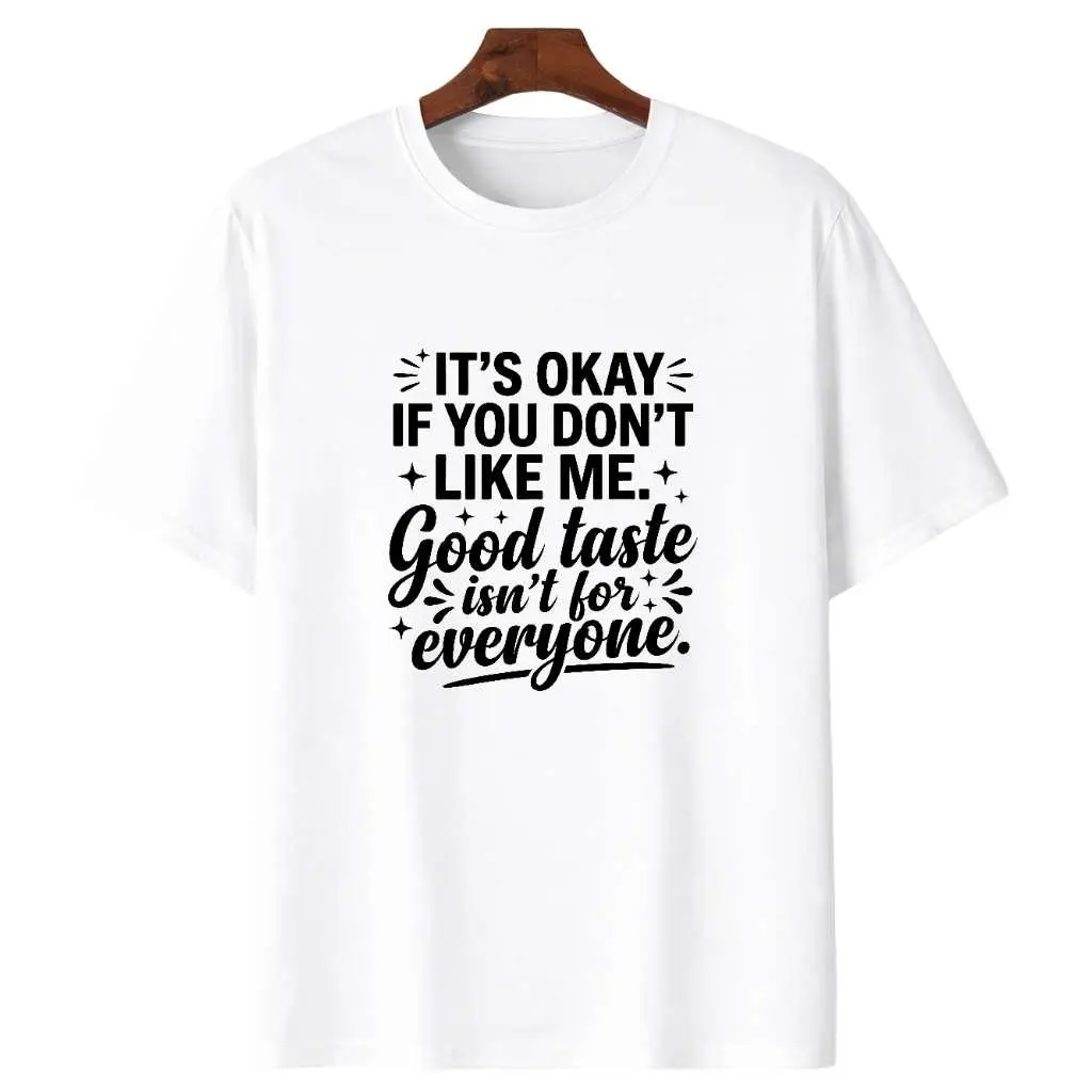 Women's Retro Wavy Graphic T-Shirt - "Good Taste Isn't For Everyone" Inspirational Unisex Classic Casual Short-Sleeve Cotton Top, Self-Love Stylish Wear, Shortsleeve, Tops