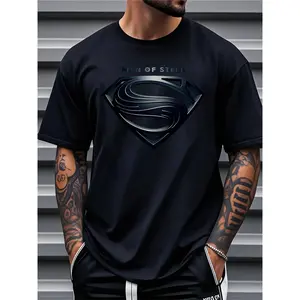 Justice League Men'S Plus Size Casual Crew Neck T-Shirt Man of Steel Graphic Print Short Sleeve Ideal for Spring/Summer Everyday Tshirt |   Playful Text Design |   Comfortable Fit SIZE Plus Size M-5XL