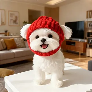 Pet Knitted Wool Cap Hat for Malzis Dogs, Puppy, Ear Headgear for Outdoor & Indoor Use, Warm Winter Accessory, Durable Design