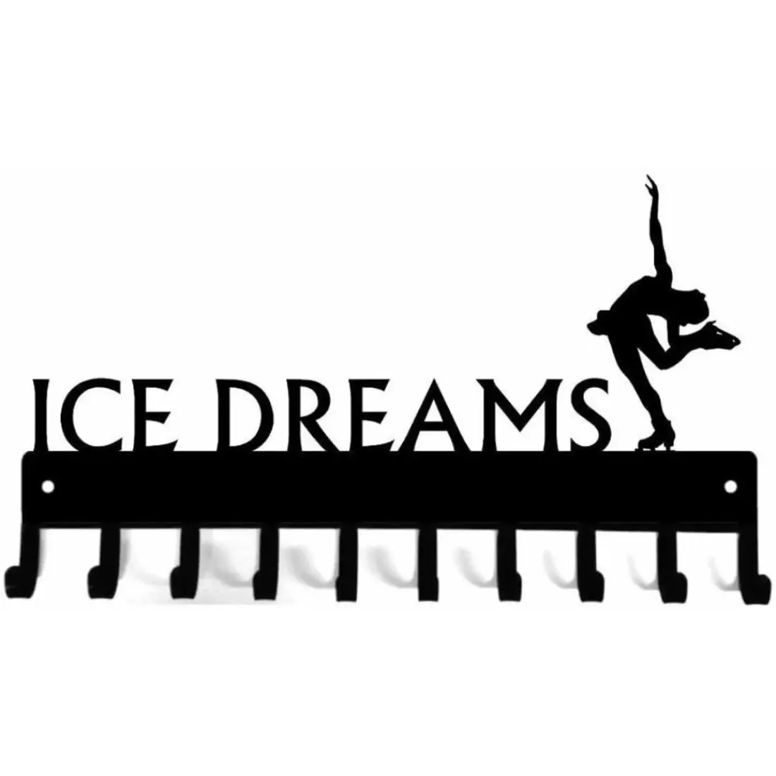 Figure Skating Medal Display Rack, 14.5" Metal Wall Art with 10 Hooks for Elegant Trophy Organization, Home Decor for Living Room Bedroom, Shelves