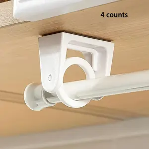 Curtain Rod Holder, Easy-Install No-Drill Curtain Rod Holder, 360° Flexible Adhesive Backed Curtain Rod Holder for Home & Office