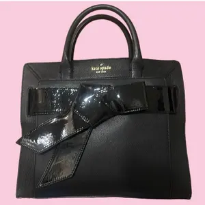 Black Pebble Leather Beau Satchel with Patent Bow, New Without Tags (NWOT) | FINAL SALE