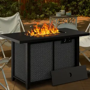 ANNWS 28/43 inch Propane Fire Pits,50,000 BTU Outdoor Gas Fire Pit,Rectangular Fire Pit Table with Lava Rocks,Waterproof Cover, for Garden, Yard, Camping, Pool Use