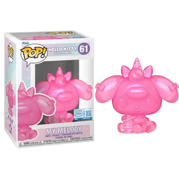 Funko Pop! Sanrio My Melody Unisex Display Collectible - 4 In Standard Size New Translucent Pink Vinyl Figure, Special Edition Exclusive #61, PopShield Protector (Suitable for 3-4 Years)