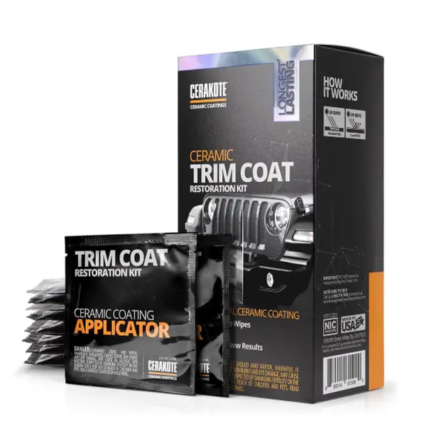 Cerakote Ceramic Trim Coat Restoration Kit, Faded Plastic Trim Restorer with 200 Wash Rating