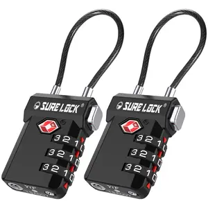 SURE LOCK TSA Approved 3-Digit Combination Luggage Locks – Open Alert Indicator, Re-settable Code with Zinc Alloy Body, Easy-Read Dials for Suitcase, Backpack, Gym Locker & Toolbox