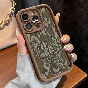 Wild Deer Camo Style Case for iPhone 17 Air 16 16e 15 14 13 12 11 Pro Max Plus X XS Shockproof Full Camera Protection Durable slim Silicone Cover