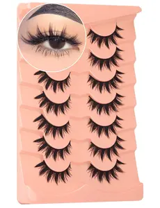 False Eyelashes Manga Lashes Anime Wispy Lashes Cat Eye Lash Natural Spiky Eyelashes Thick Manga Lashes Makeup Daily Faux Mink