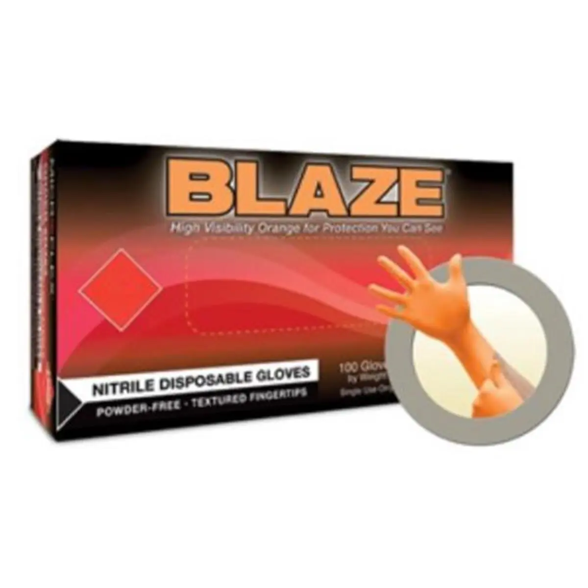 Microflex MXN48-L Blaze Large Orange Nitrile Gloves