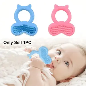 Baby Teether Ring, Silicone Teething Chew Toy, Cute Animal Shape Molar Stick, Frozen Soothing Teether, Safe & Durable Design