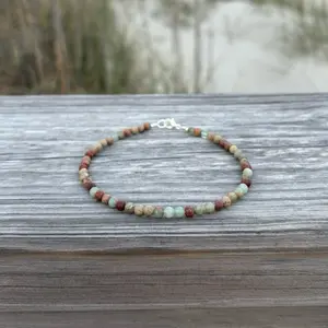 African opal Jasper anklet, gemstone boho anklet, beach gemstone anklet