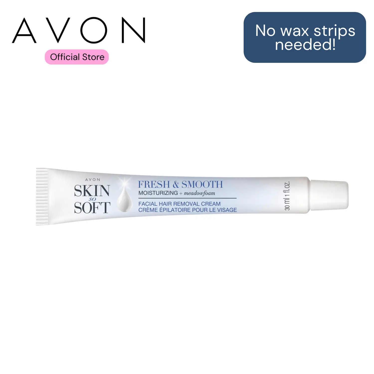 Skin So Soft Fresh & Smooth Facial Hair Removal Cream – Gentle Depilatory for Face, Upper Lip & Chin, Fast Peach Fuzz Remover, Unscented, Moisturizing with Meadowfoam Oil, Sensitive Skin, No Wax Strips