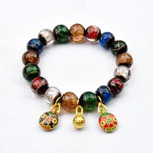 Lucky Glazed Glass Bead Bracelet Fortune Guardian Pikuni Wealth Beast Design Unisex Buddhist Inspired Spiritual Mala Bracelet Money Attraction Gift Loving Alloy Magnetic Christmas
