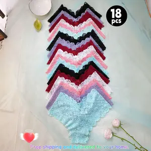 HH    18 piece low - rise sexy lace panties with butterfly accents. Quick - dry, skin - friendly, curve - hugging. Romantic, comfy for sports & leisure. Versatile design. Sizes M - XXL. Breathable Soft underwear for women.thong.ladies' intimates