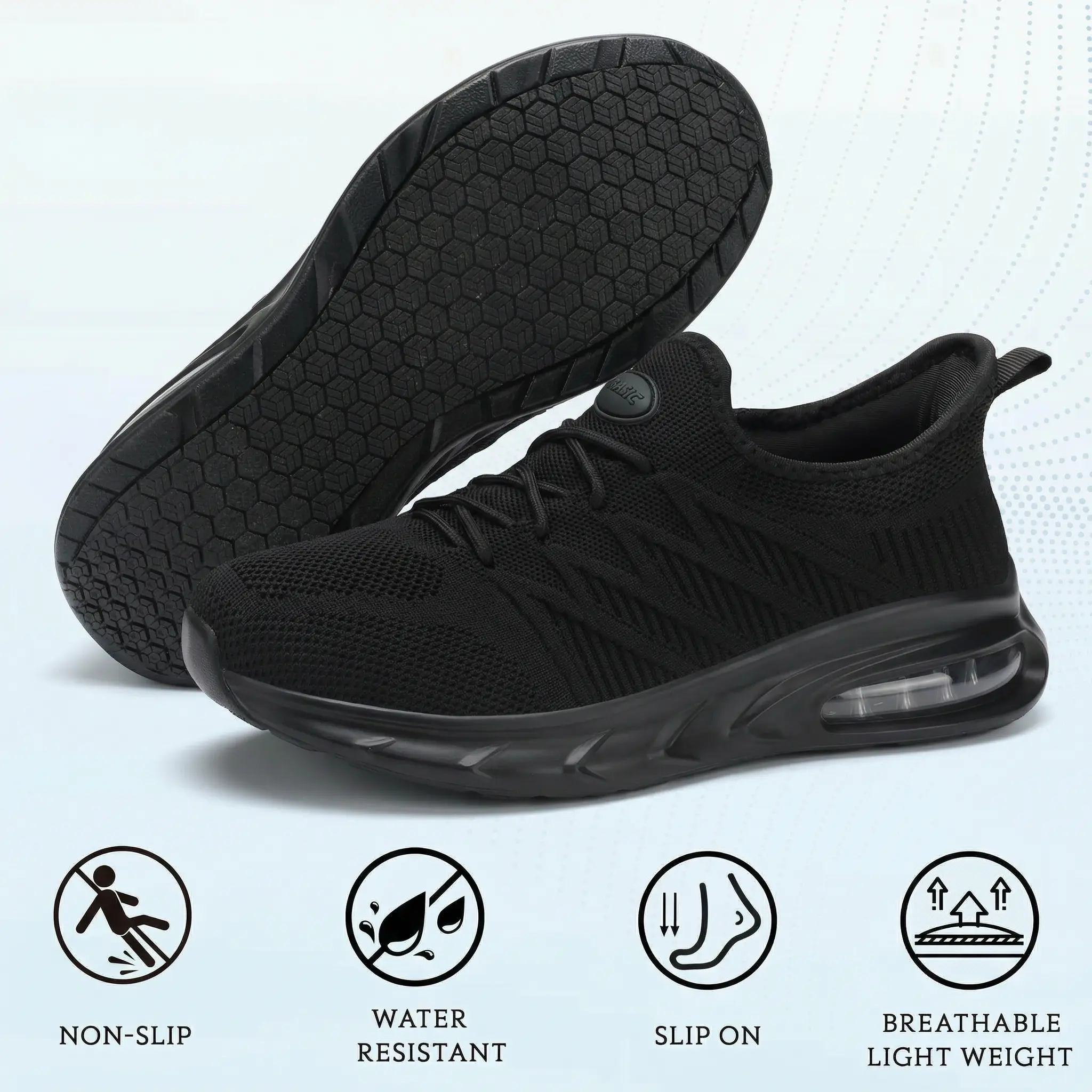 [new]Slip Resistant Work Shoes for Women & Men, Non-Slip Slip-On Sneakers, Resistant Kitchen Chef Shoes, Breathable Food Service Shoes with Thick Cushioned Sole