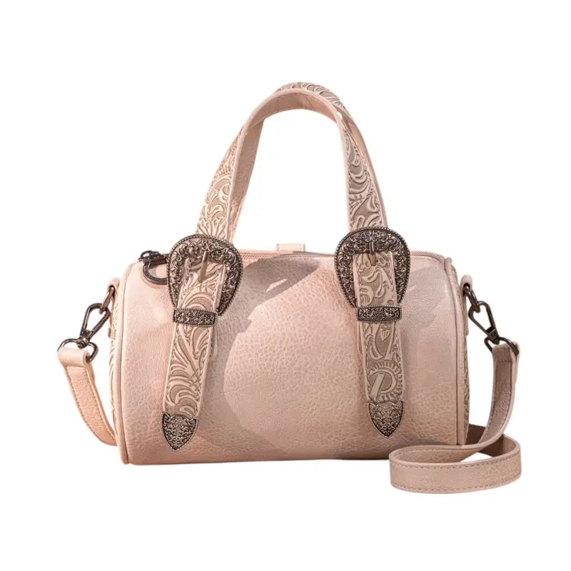 Montana West Western Tooled Buckle Collection Mini Barrel Crossbody Bag
