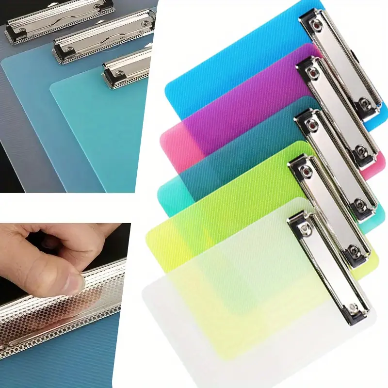 5 Pcs Durable Pocket Paper Holder Clipboards - 4.7x7 Inches Plastic Body, A6 Paper Compatible, Colorful Set with Retractable Ring, Eco-Friendly, Ideal for Notes, Receipts, Home Sewing Supplies, Hung Up Through Top Hole