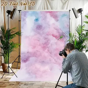 1PC Summervibes 2D Flat Watercolor Gradient Reusable Polyester Backdrop Banner, Multicolor Pink-Blue Art-Style Wall Hanging Backdrop Cloth, Photography Prop for Kids, Ideal for Birthday Event Shooting & Decoration, Banners