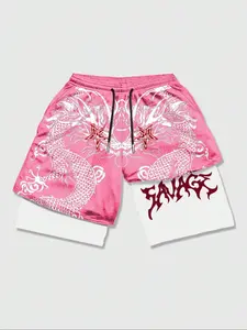 Men's Dragon Print Two-piece Shorts, Regular Fit Casual Style Set Breathable Graphic Short Sleeve Tee & Shorts, Men's Summer Outfits Shorts Set