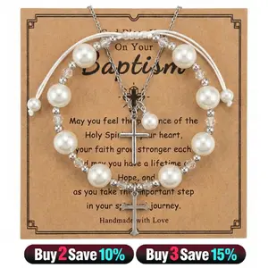 First Communion Gifts Baptism Gifts First Holy communion gifts Cross Necklace&Cross Bracelets Christian Gifts Easter Gifts