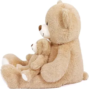 Big Teddy Bear Stuffed Animal Big Teddy Bear Mama with Baby Giant Teddy Bear Stuffed Animal Bear for Kids, Girlfriend on Mother's Day, Valentine's Day, Christmas(100CM,Light Brown)