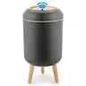 Pukomc Automatic Motion-Activated Touchless Trash Can with Cover, 8"x8"x16.3" ABS Waterproof Plastic, 2.6 Gal., Home Goods Bathroom Accessory, Kitchen/Bath Bin, Requires 2 AA Batteries (Not Included), Springtok White